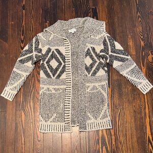Knox Rose Black and Cream Geometric Cardigan